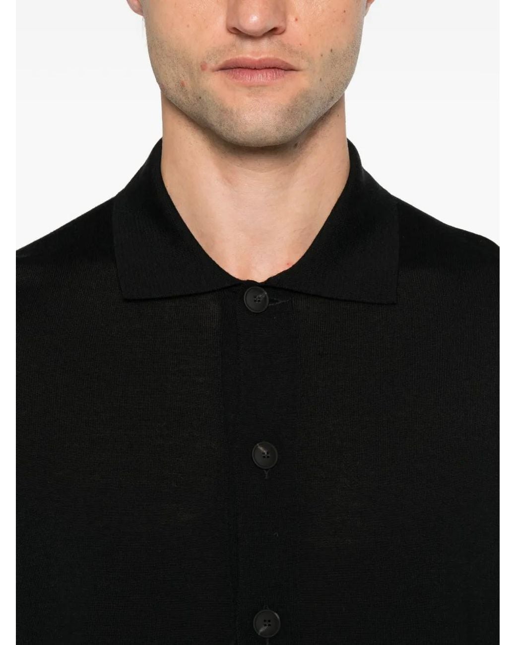 Gran Sasso Black Button-Up Wool Cardigan for men