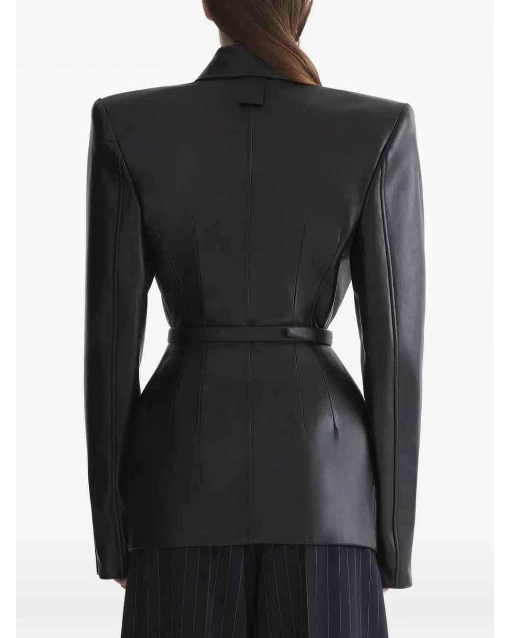 Mugler Black Leather Fitted Jacket