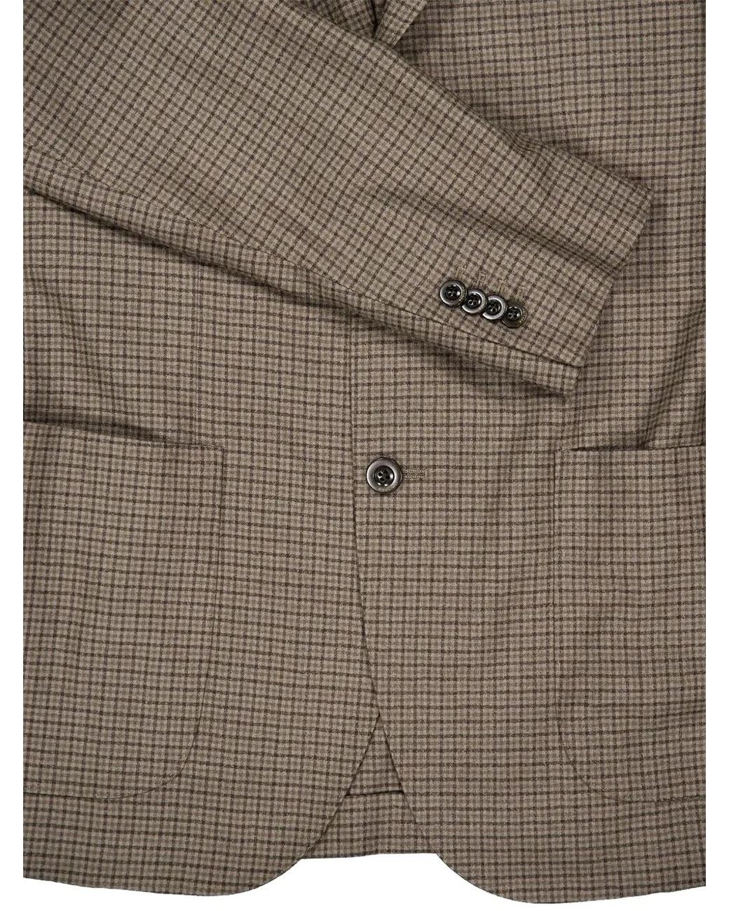 Boglioli Brown Single-Breasted Checked Blazer for men