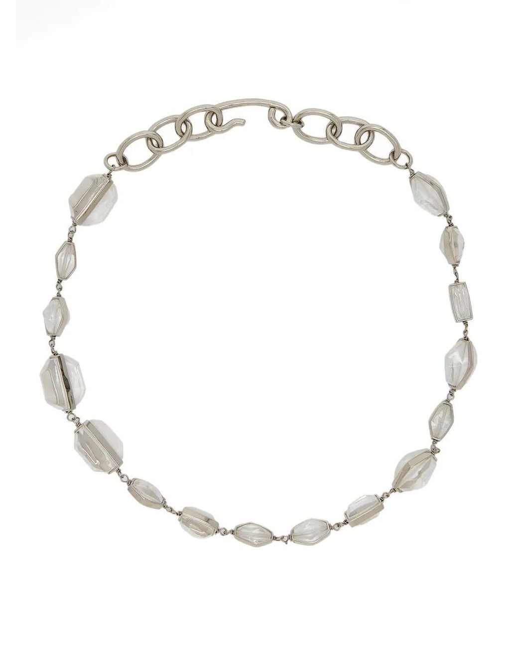 Jil Sander White Stone-Embellished Chain Necklace