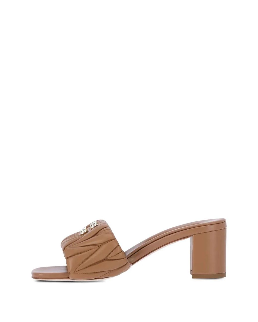 Miu Miu Brown Matelassé Nappa Leather Slides