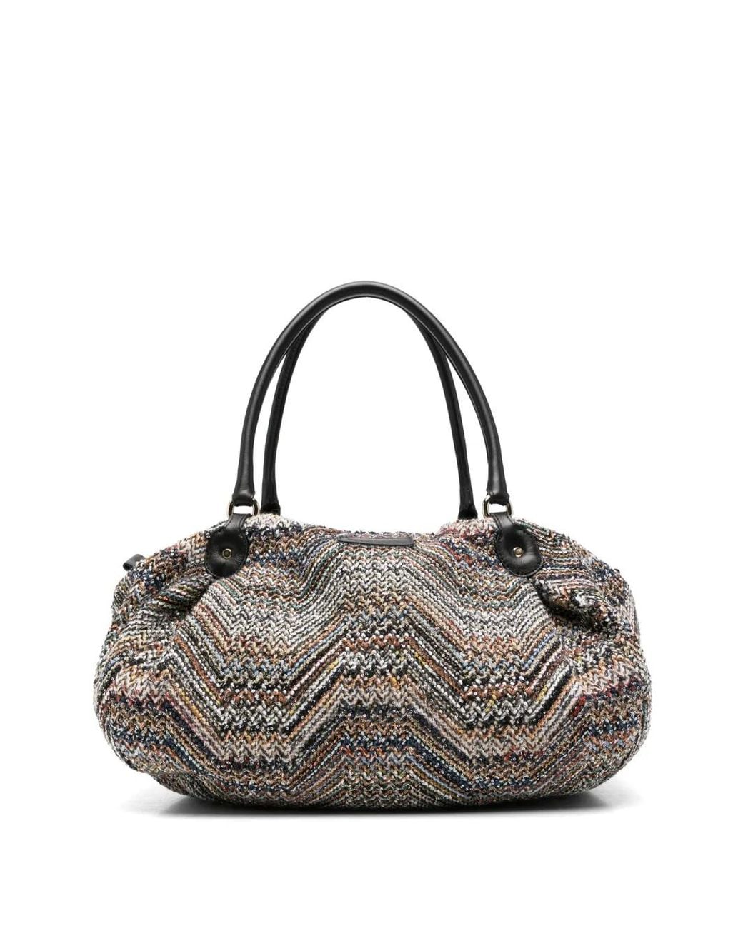 Missoni Gray Cabas En Maille À Motif Zig-Zag