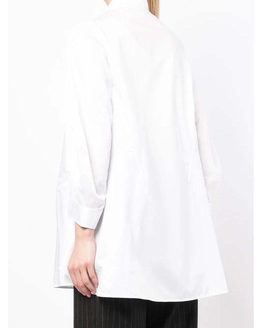 Shiatzy Chen White Cotton Mandarin-Collar Shirt