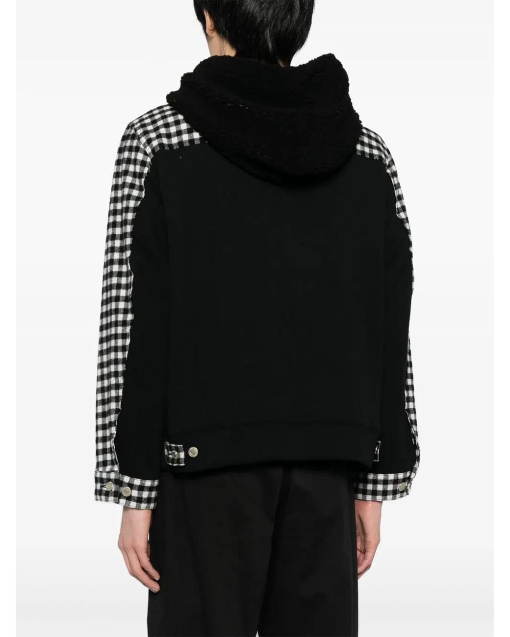 Undercover Black Check-Print Hooded Jacket for men