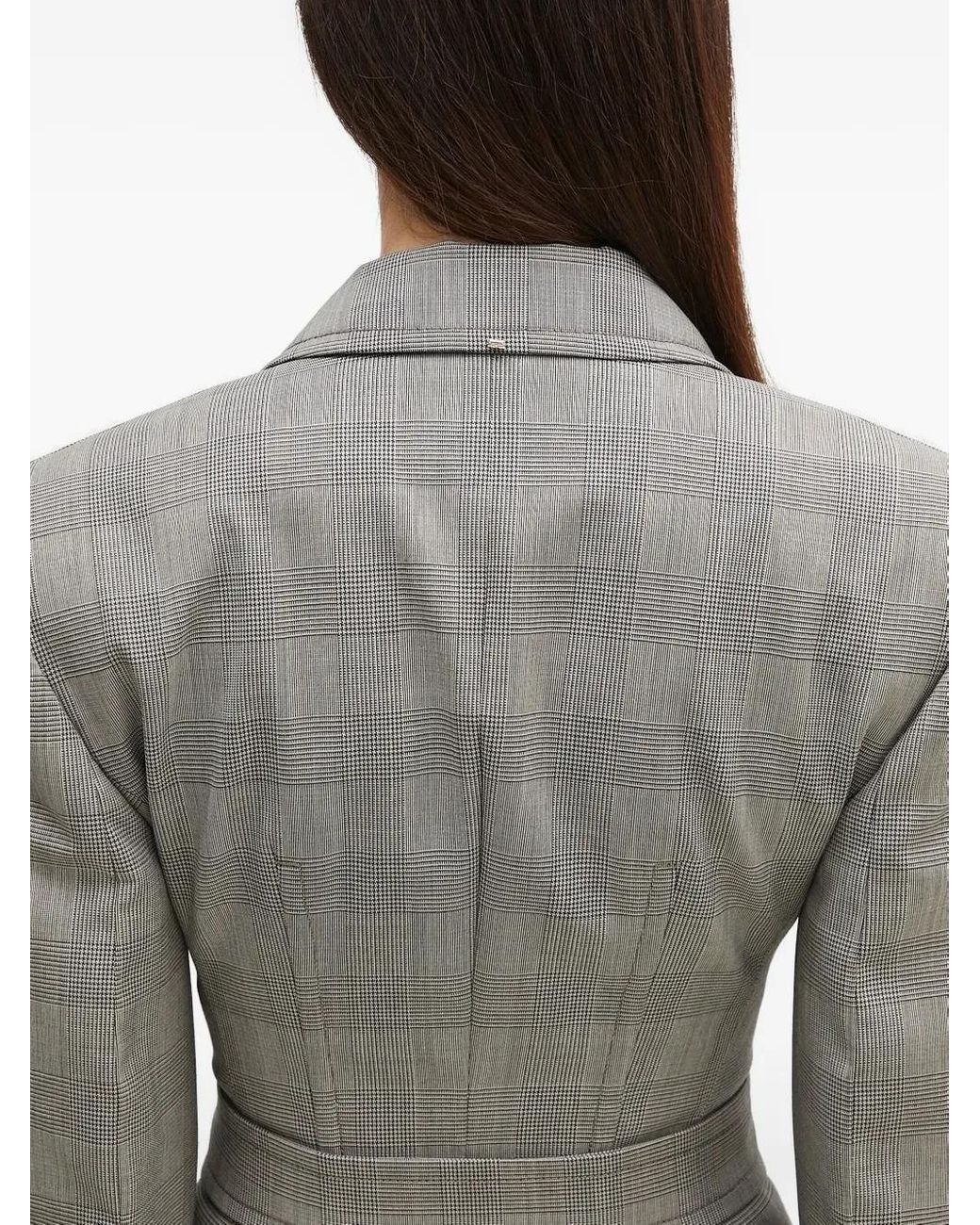 Sportmax Gray Belted Check Jacket