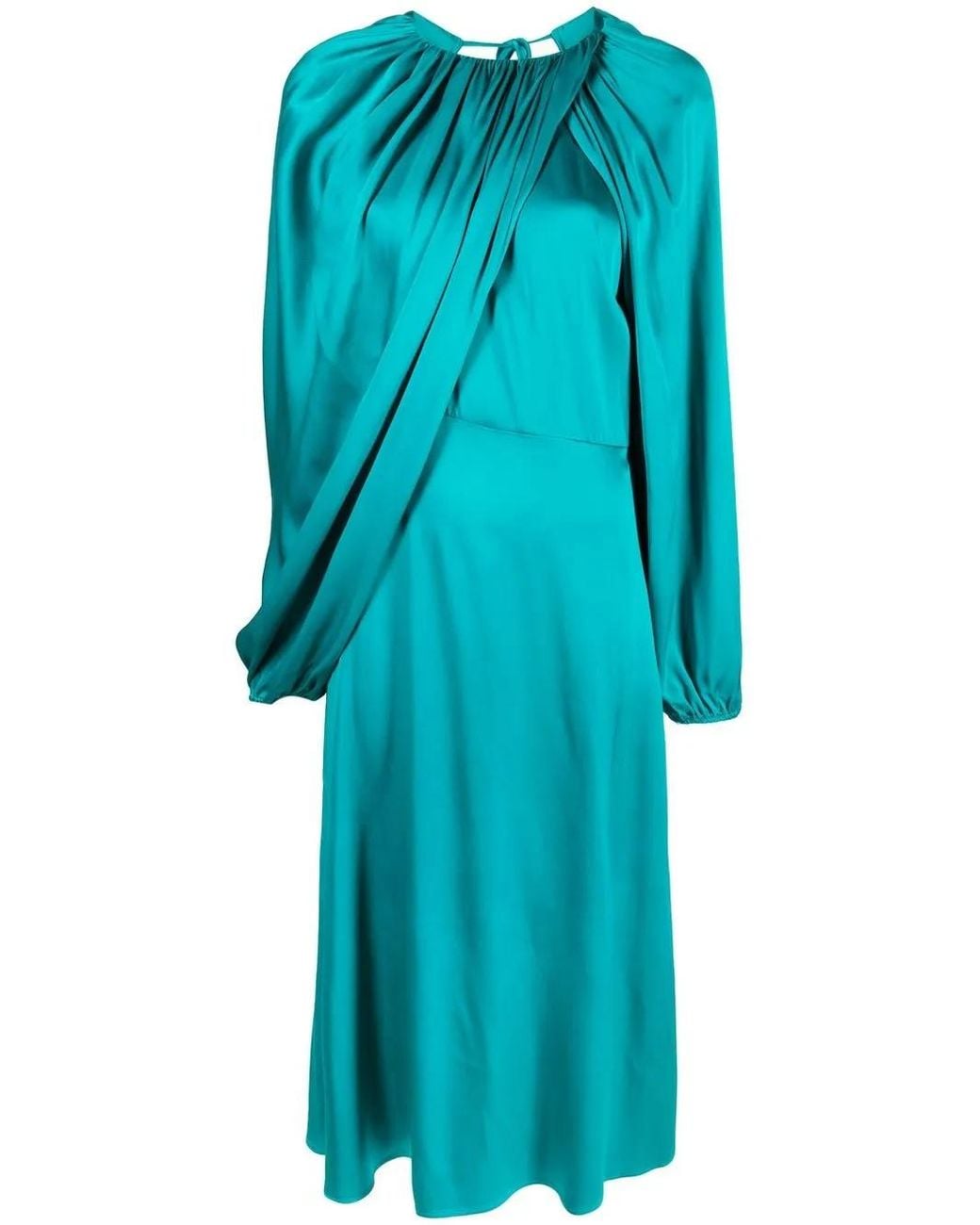Colville Blue Draped-Detail Silk Dress