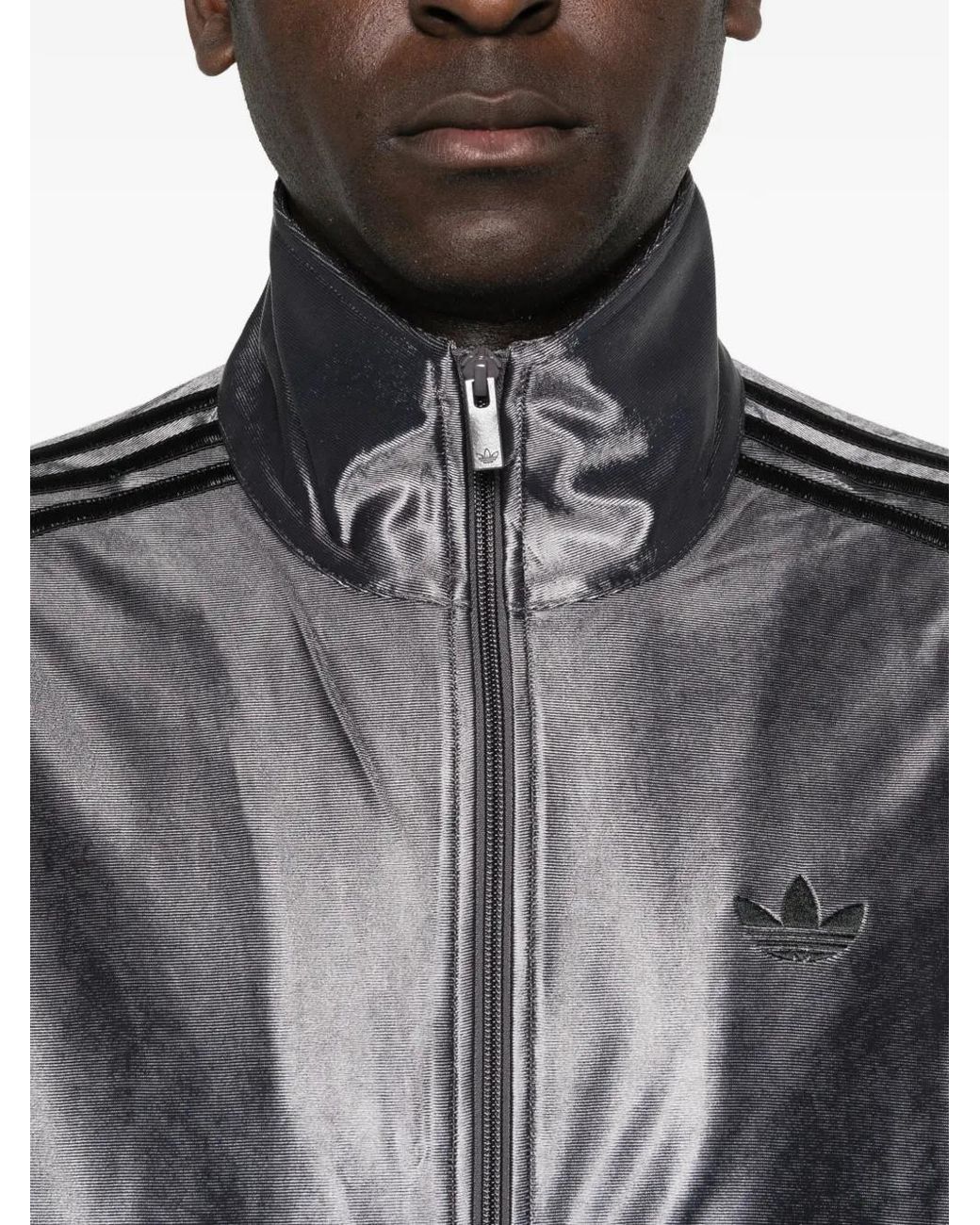 Adidas Black Veste Zippée À Détails Rayés for men