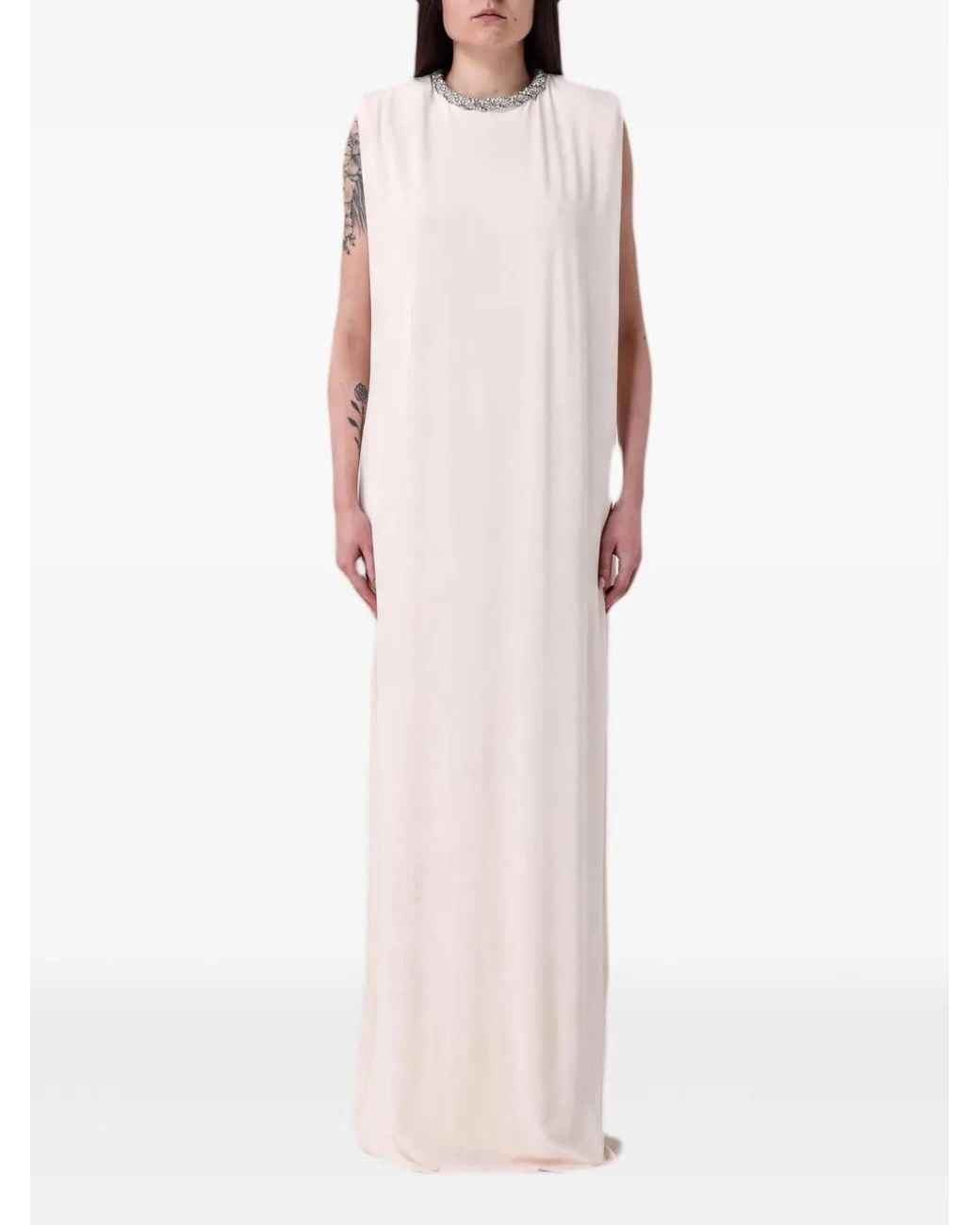 Elisabetta Franchi Pink Crystal-Embellished Crêpe Dress