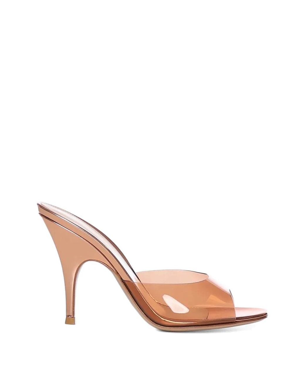 Gianvito Rossi Pink Glass And Metal Mid Heel Sandals