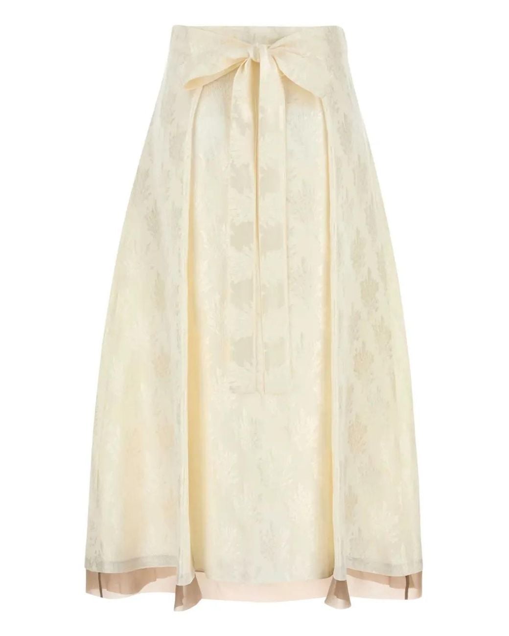 Fendi White Patterned-Jacquard Midi Skirt