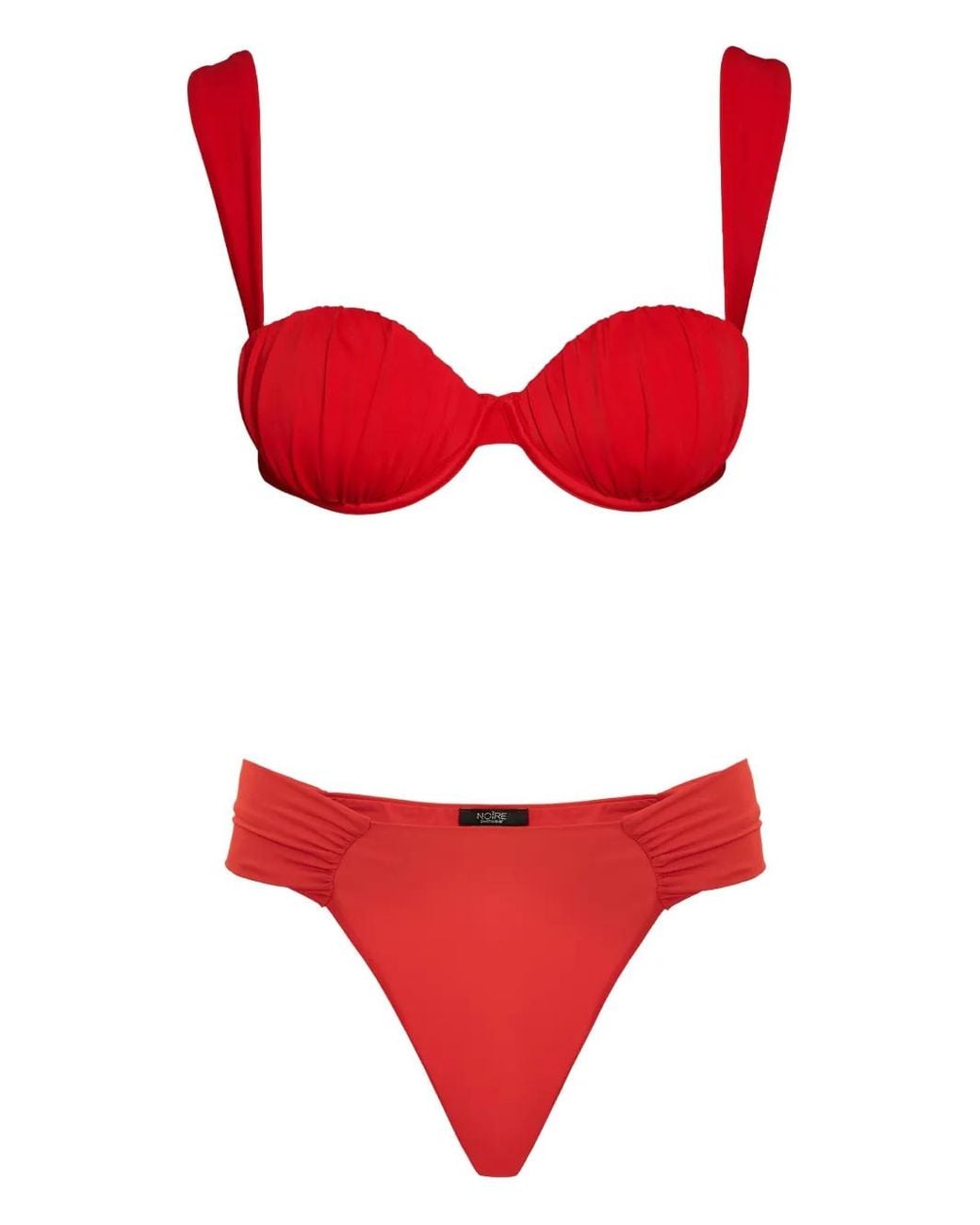 Noire Swimwear Red Ruched Balconette Bikini