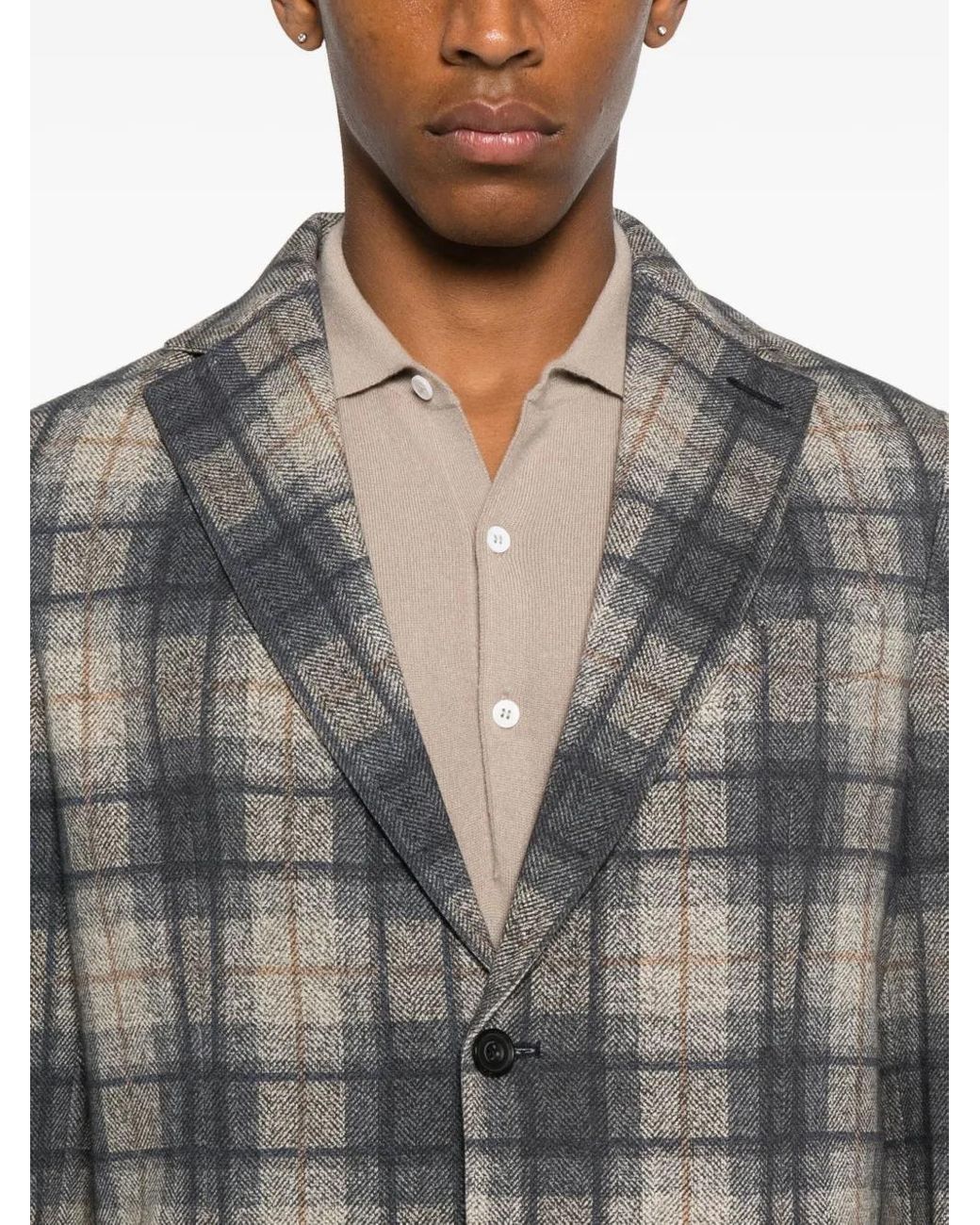 Circolo 1901 Gray Checked Button Blazer for men
