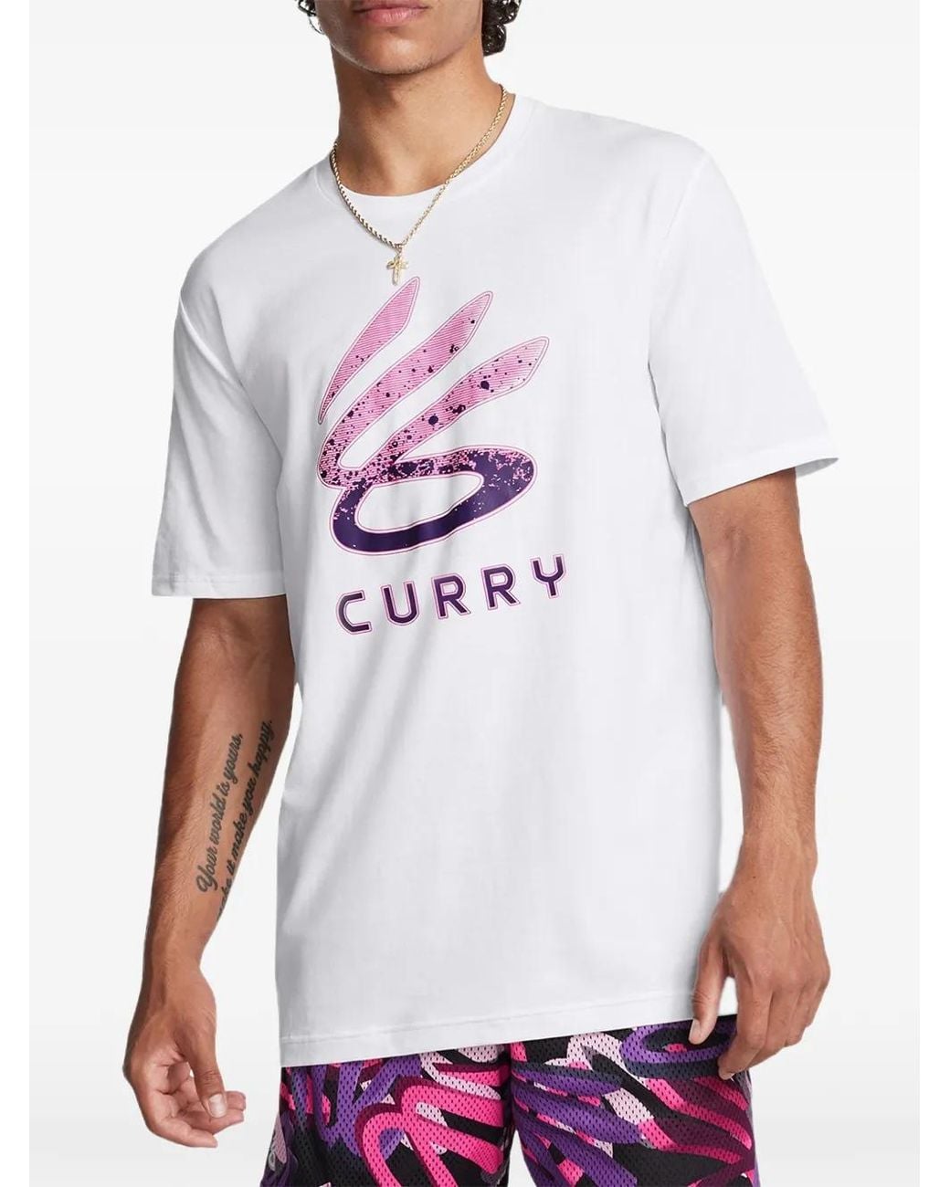 Under Armour White Curry Logo-Print T-Shirt for men