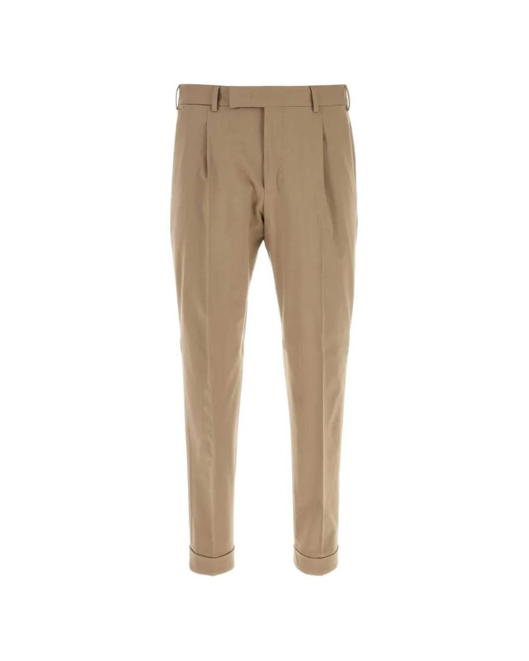 PT Torino Natural Pantalon Plissé À Ourlet Retourné for men
