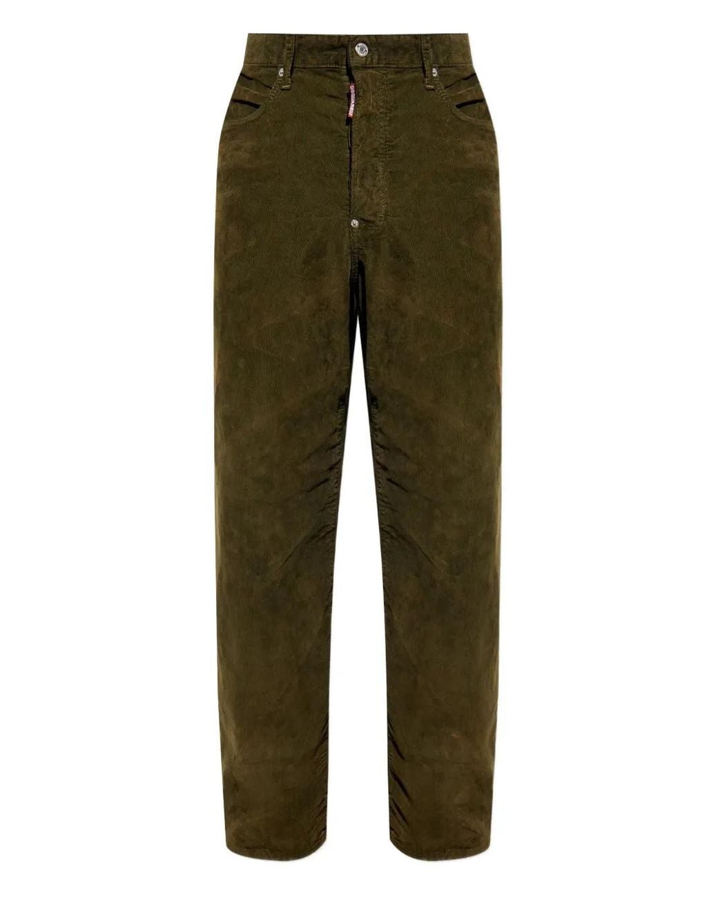 DSquared² Green Corduroy Straight-Leg Trousers for men
