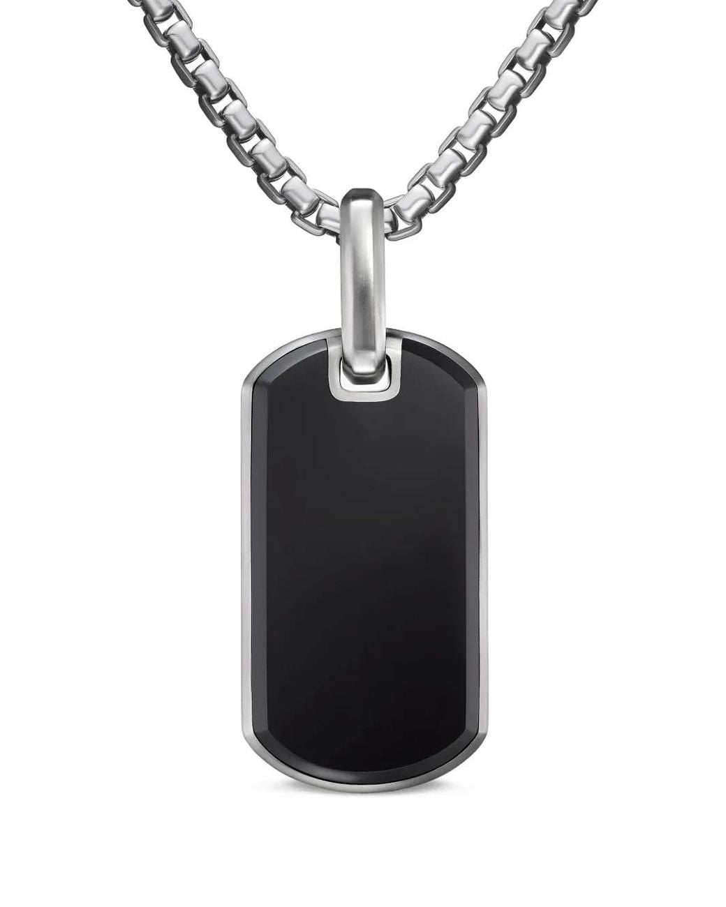 David Yurman Black Sterling Chevron Onyx Tag (27Mm) for men