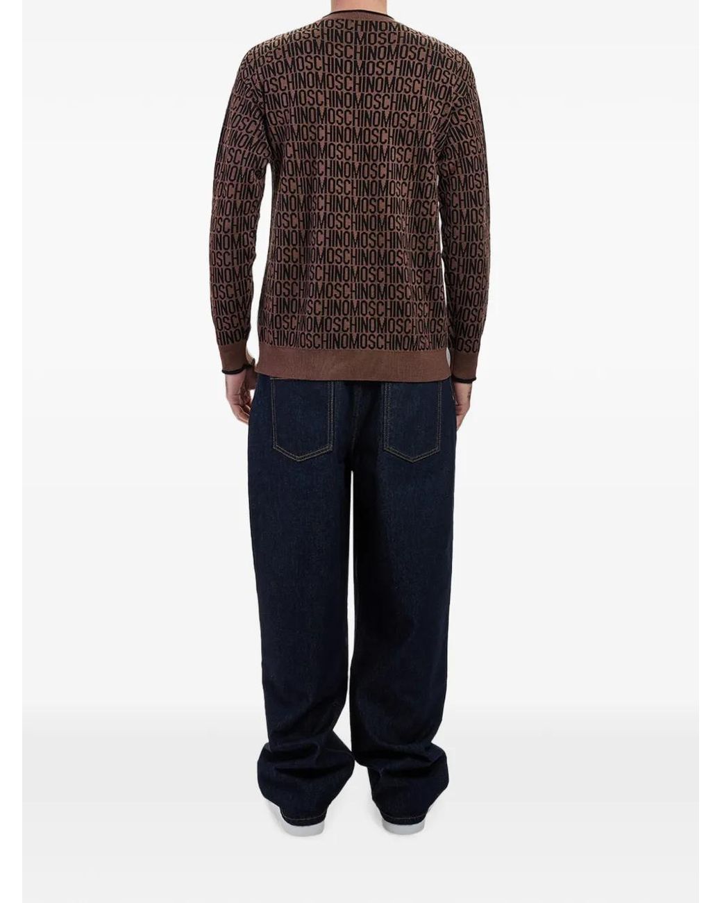 Moschino Brown Logo-Jacquard Sweater for men