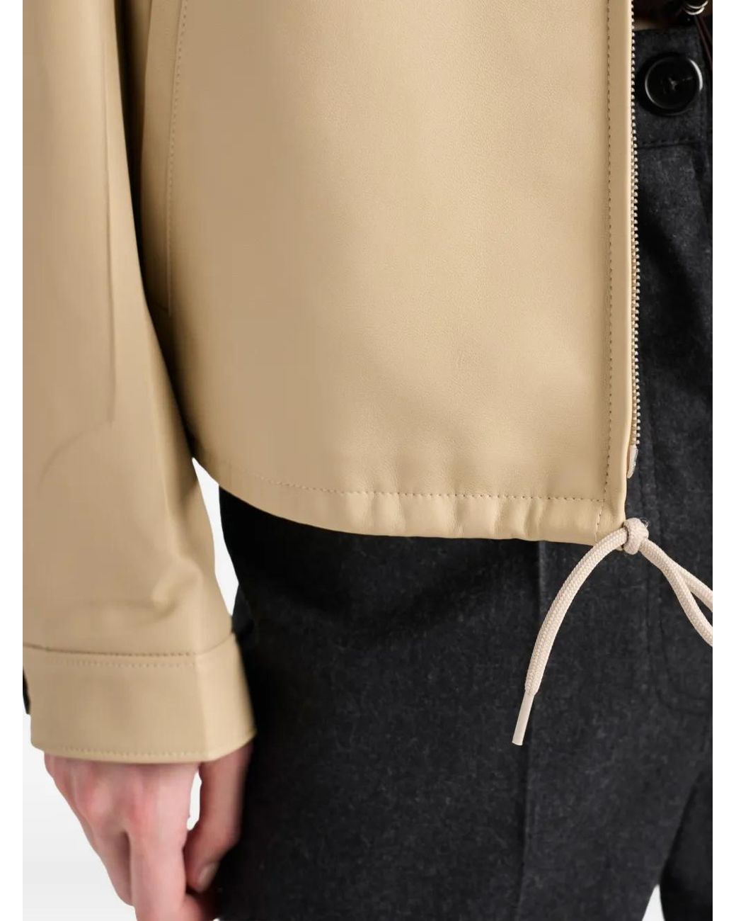 Prada Natural Lederjacke Mit Logo-Detail