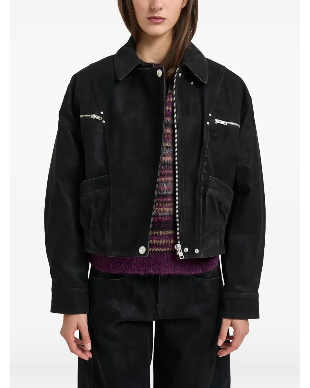 Isabel Marant Black Belma Zip-Up Leather Jacket