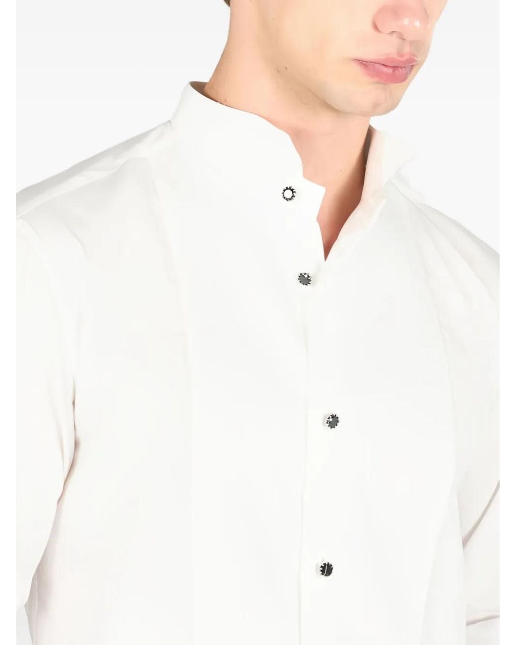 Roberto Cavalli White Pleated-Front Button Shirt for men