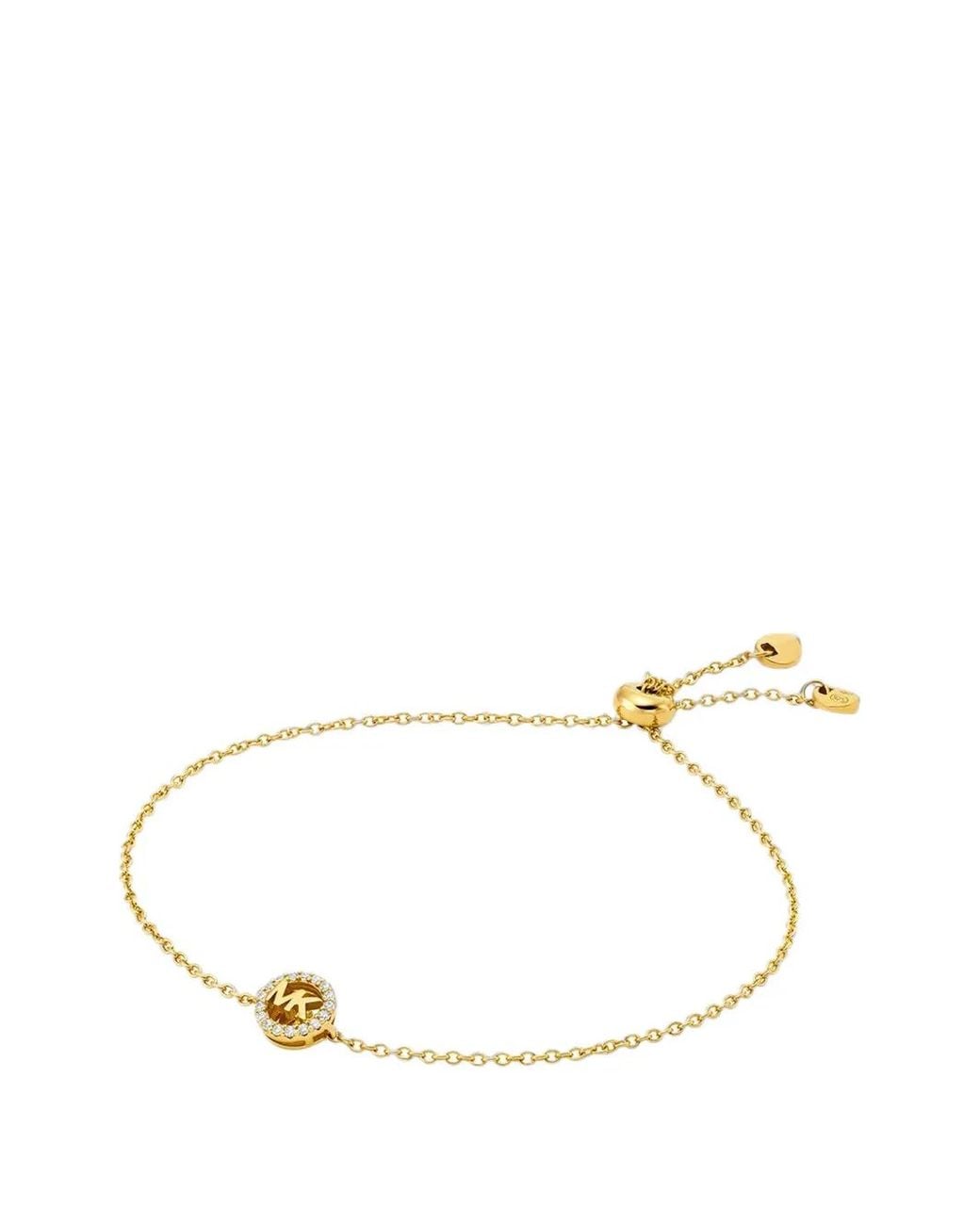 Michael Kors Metallic Logo-Plaque Pavé-Set Bracelets