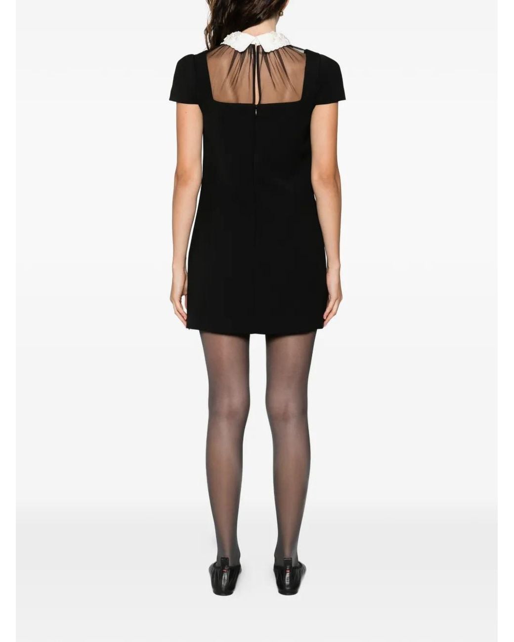 princess polly baby blue dress Self-Portrait Beaded Collar Mini Dress in Black
