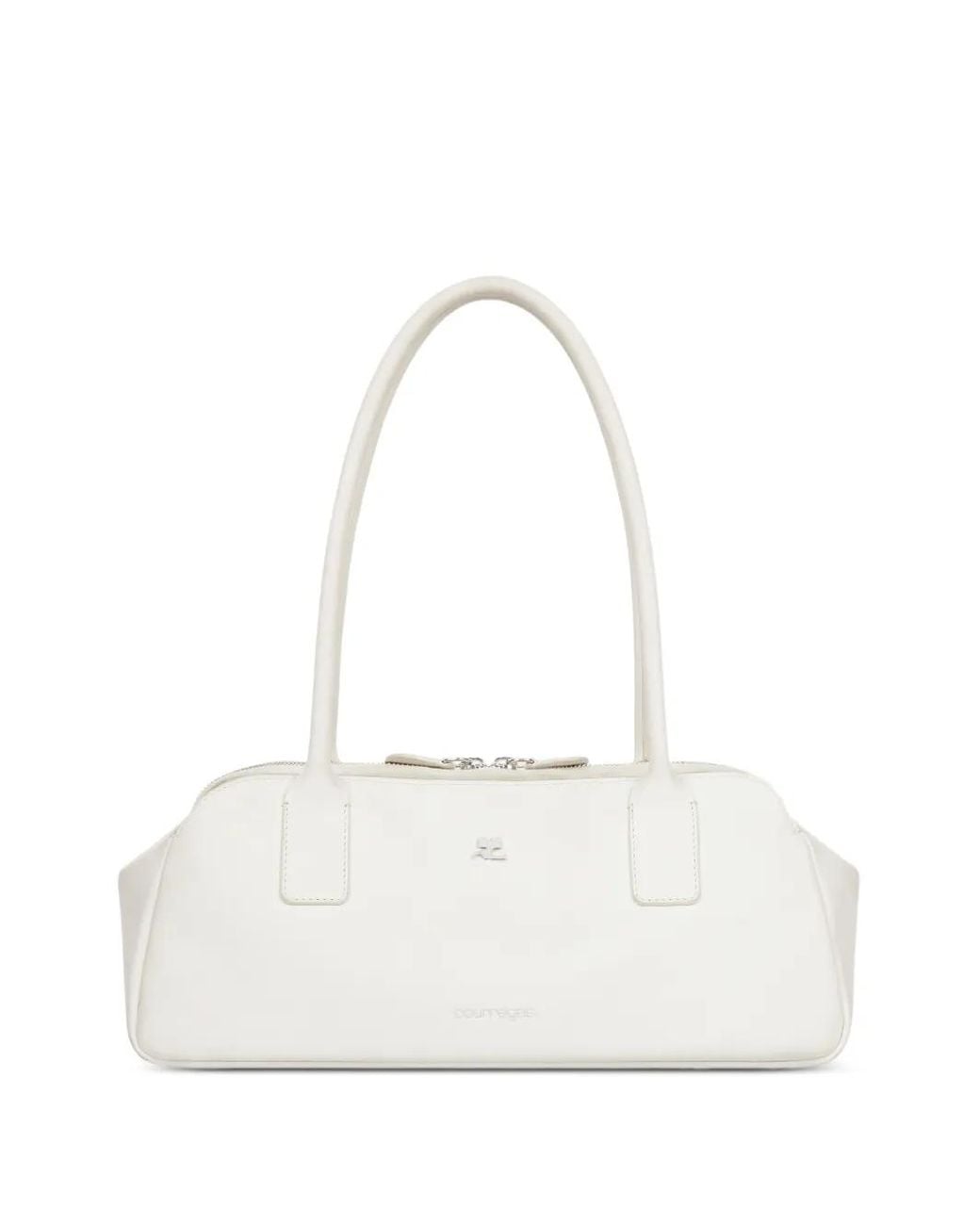 Courreges White Strip Leather Shoulder Bag