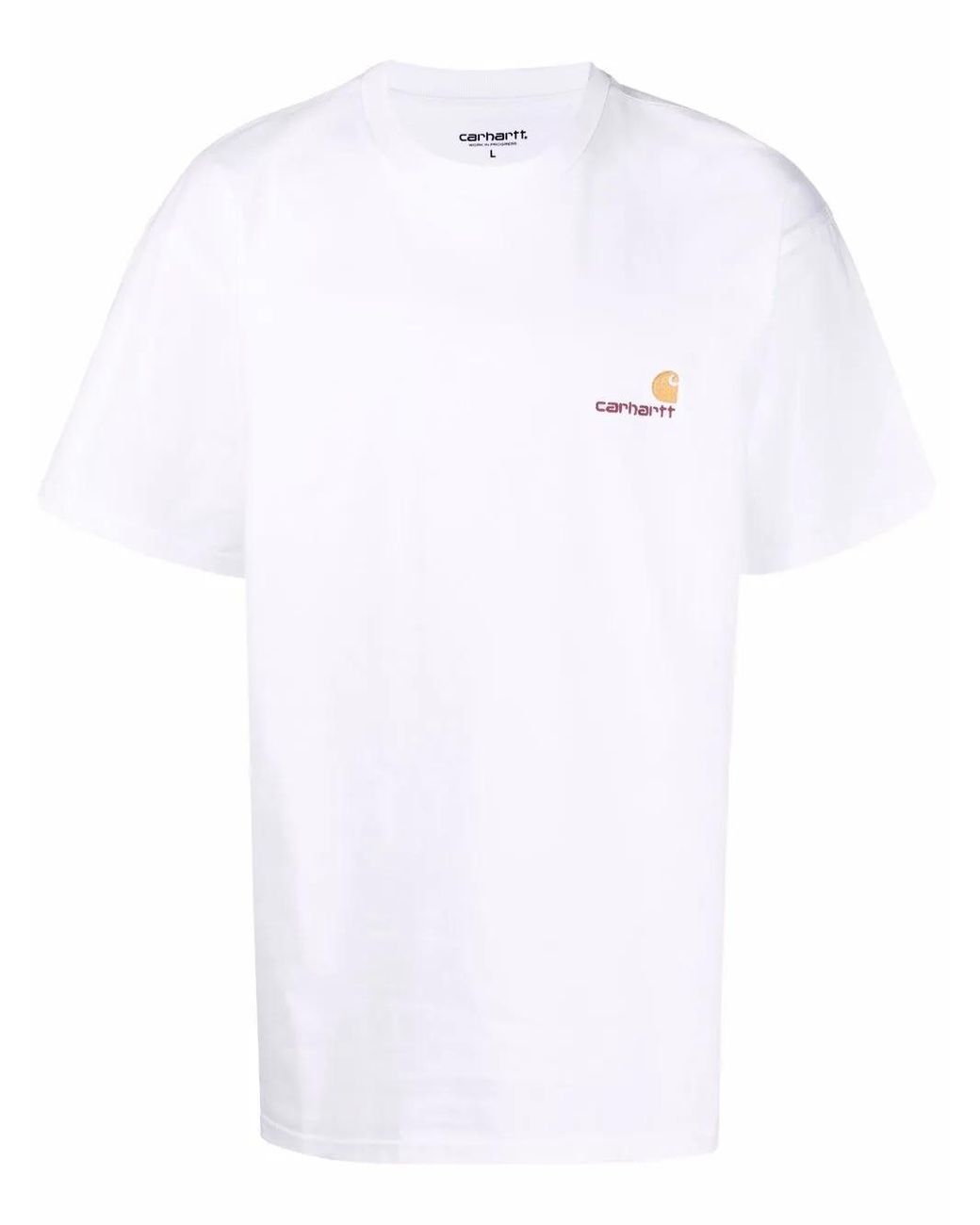 Carhartt White Crew-Neck Cotton T-Shirt With Logo for men