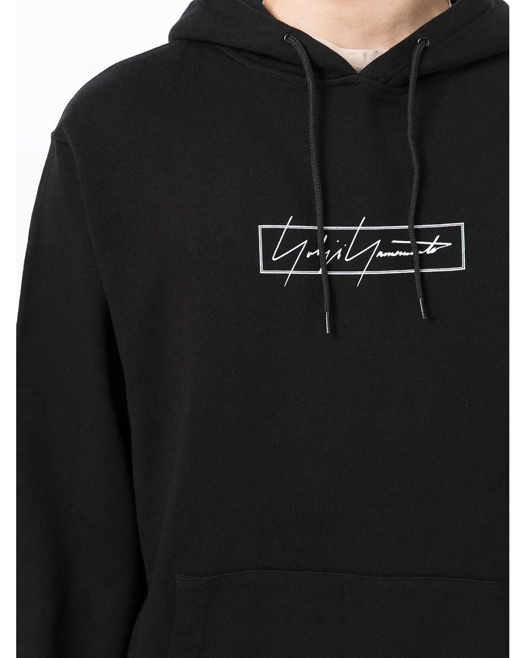 Yohji Yamamoto Black Logo-Print Hoodie for men