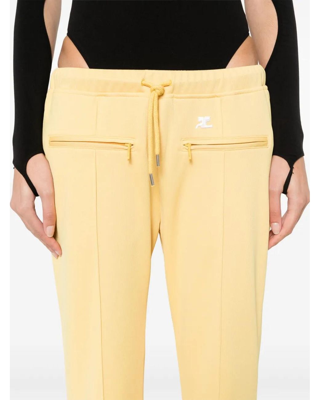 Courreges Yellow Logo-Appliqué Wide Trousers