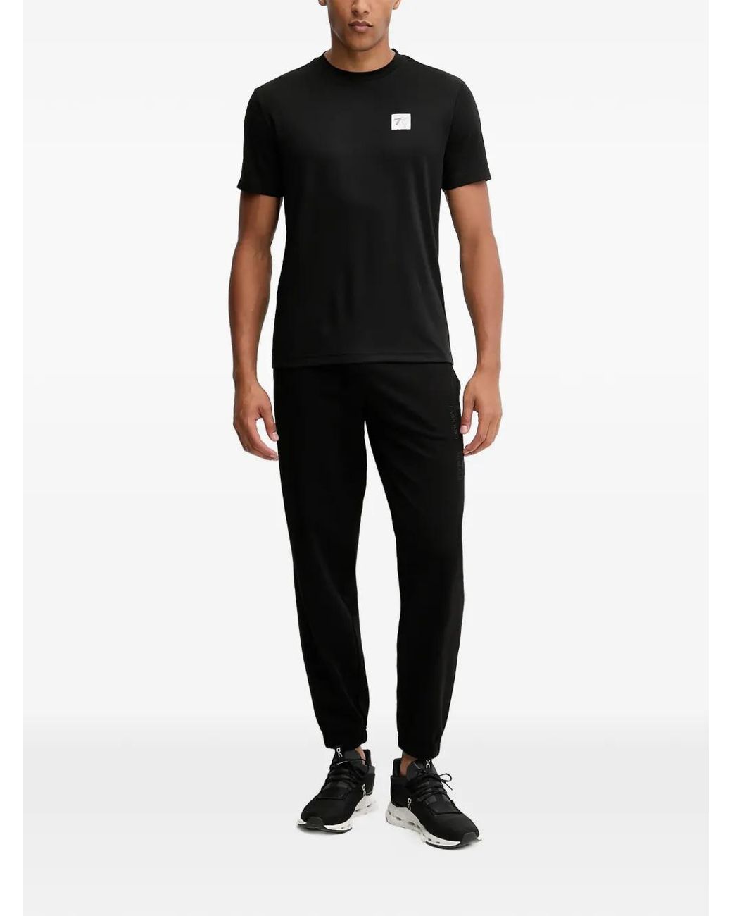 EA7 Black Logo-Patch T-Shirt for men