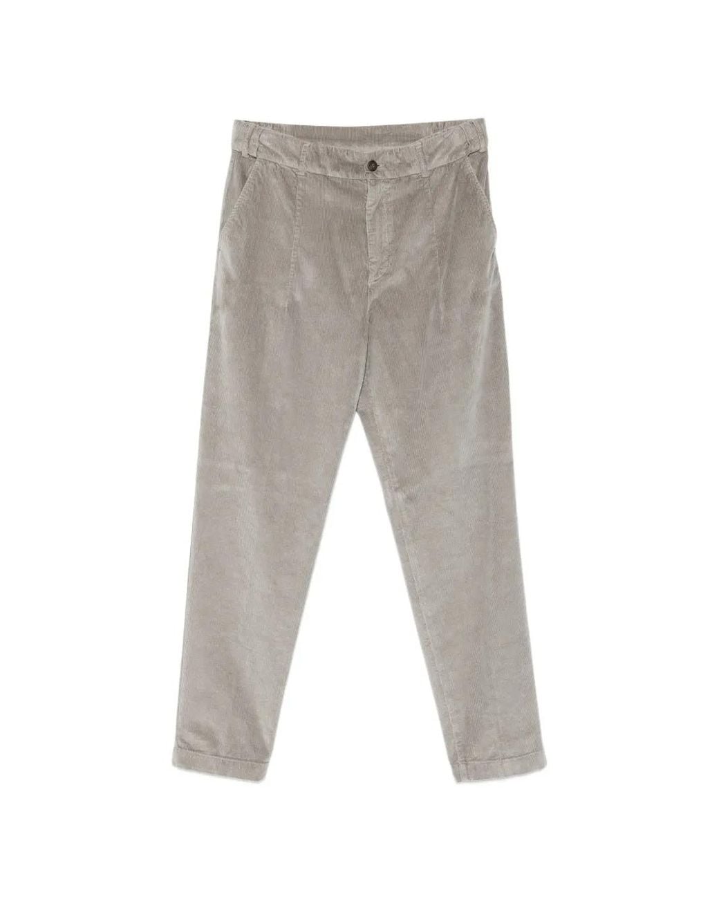 Eleventy Gray Corduroy-Effect Trousers for men