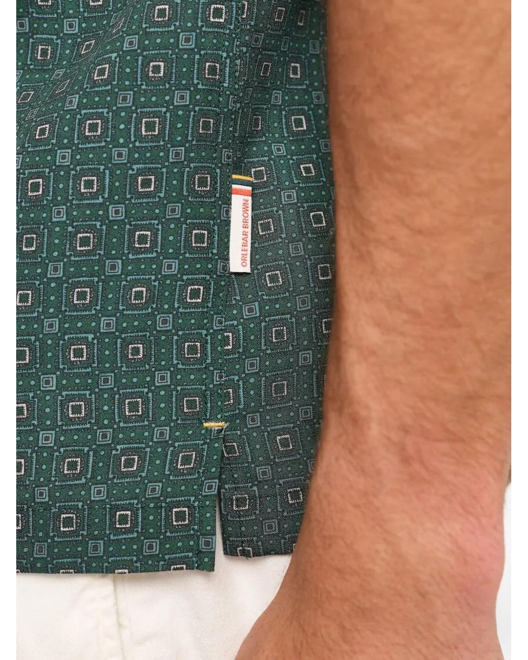 Orlebar Brown Green Maitan Solstice Geometric-Print Shirt for men