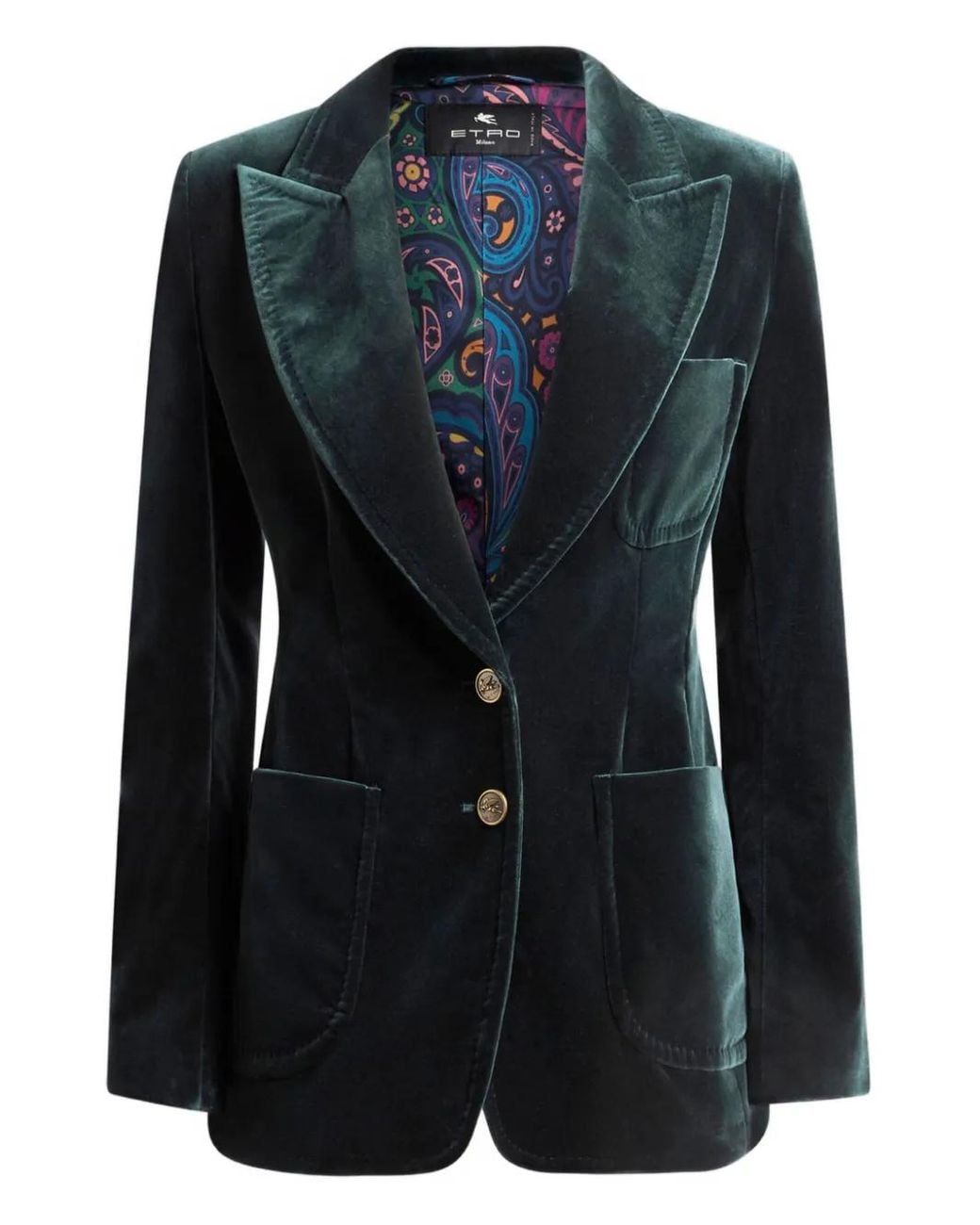 Etro Green Single Button Front Blazer