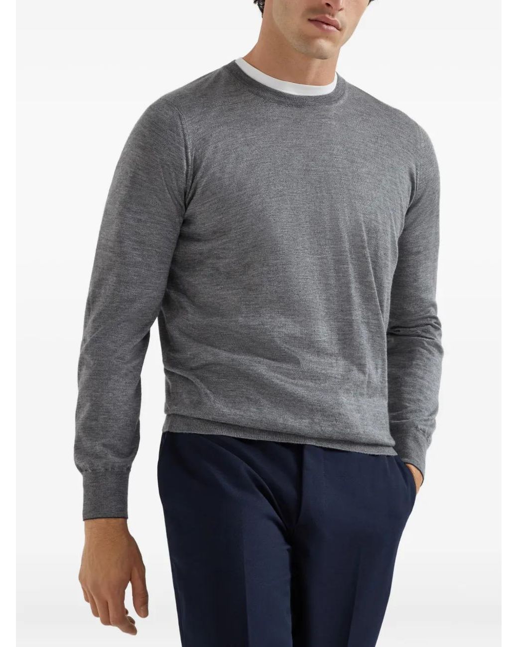 Brunello Cucinelli Gray Crew Neck Jumper for men