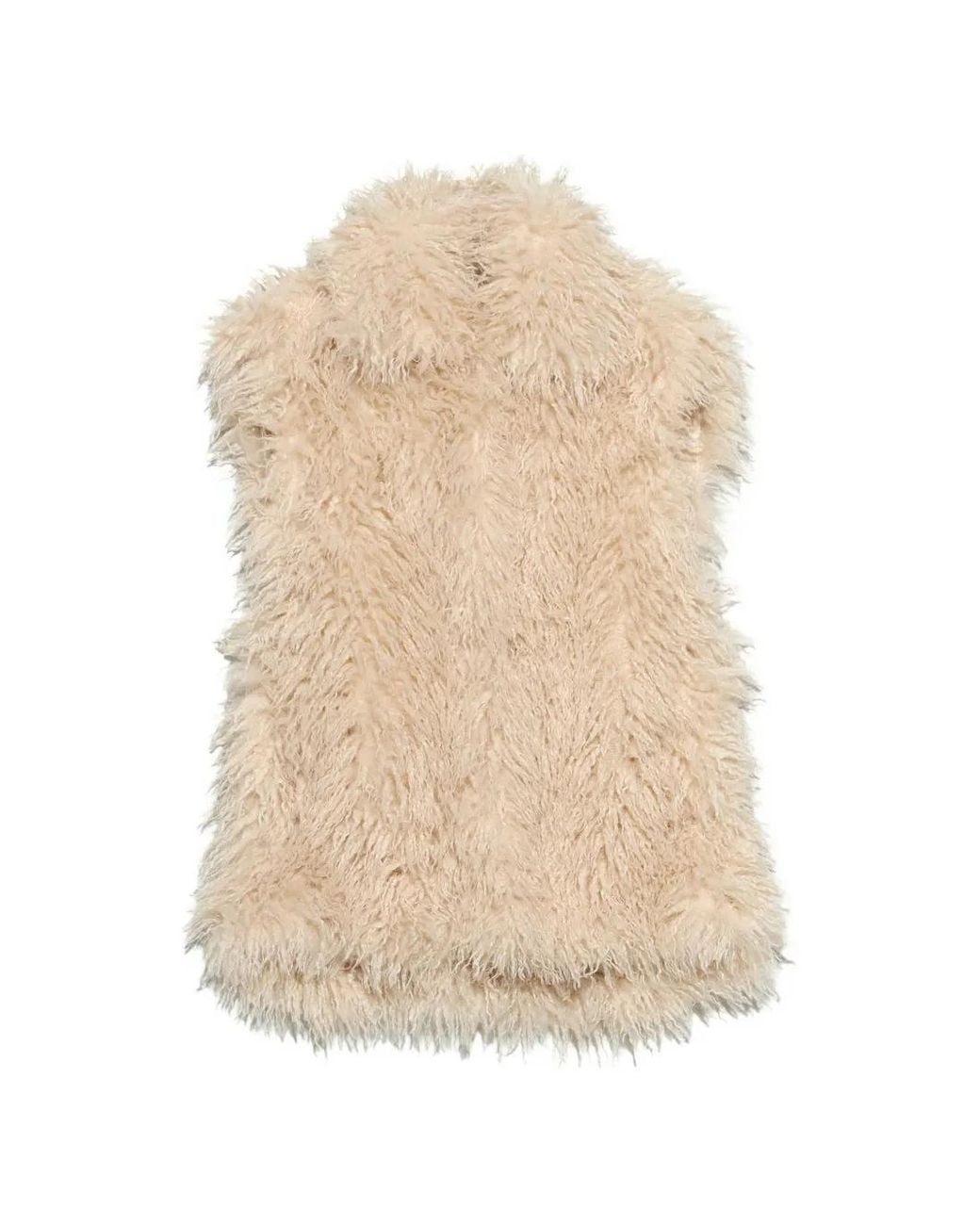 Bimba Y Lola Natural Ivory Oversize Fur Vest