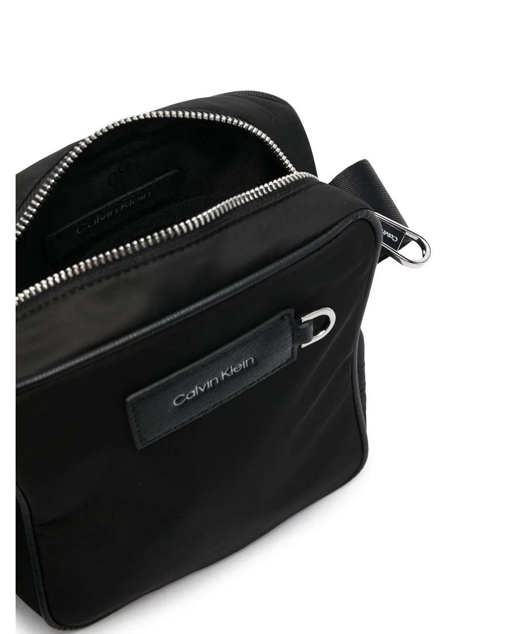 Calvin Klein Black Logo-Patch Messenger Bag for men