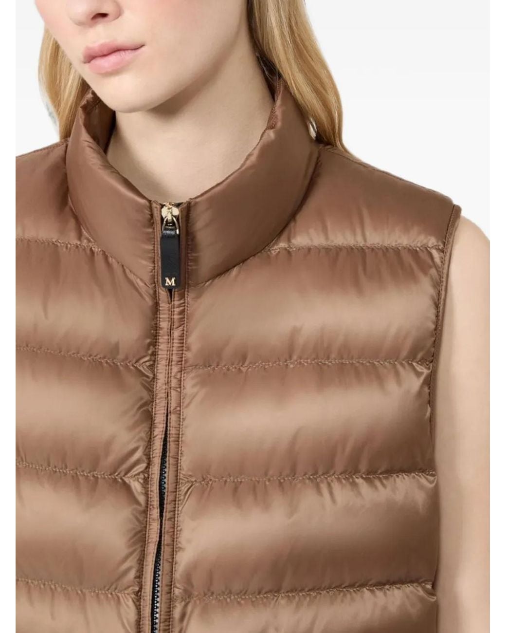 Max Mara Brown Padded Cropped Vest