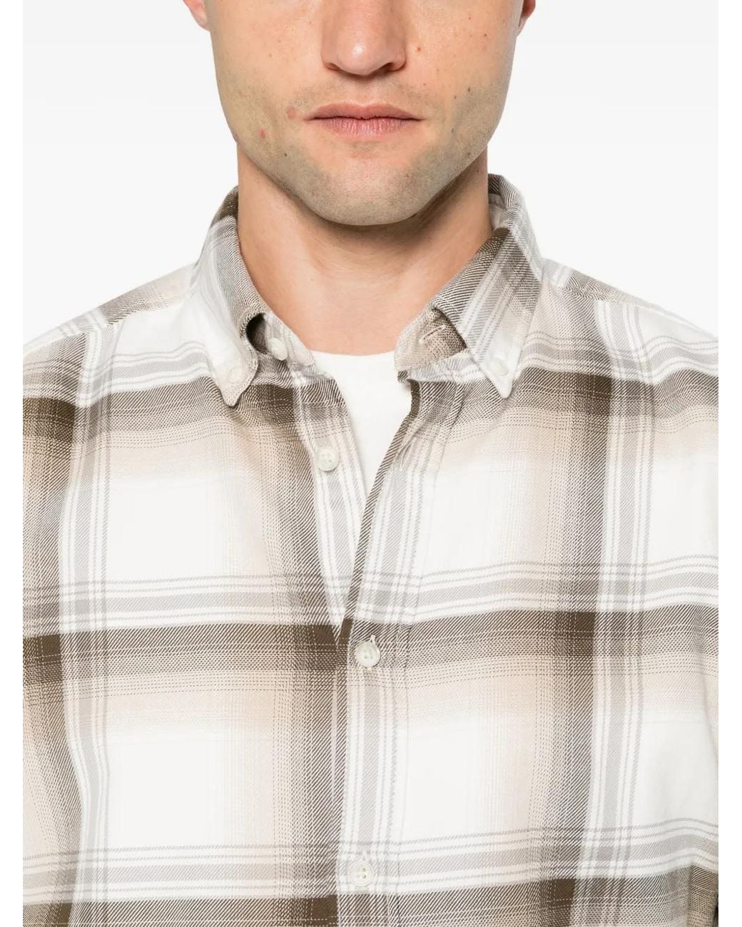 Olymp White Check-Pattern Button-Down Shirt for men