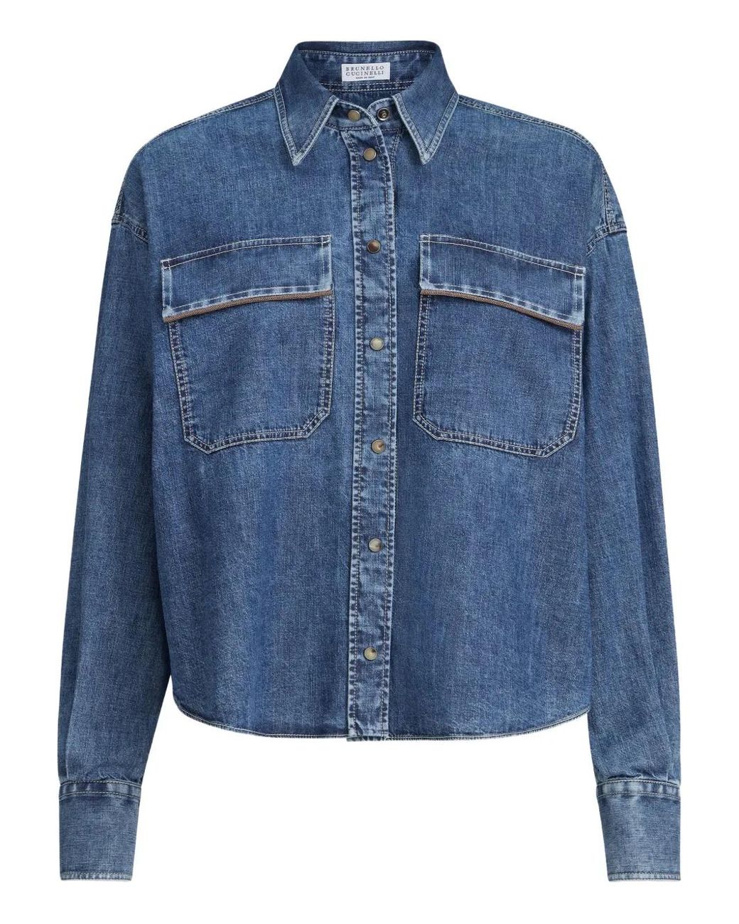 Brunello Cucinelli Blue Flap-Pockets Overshirt