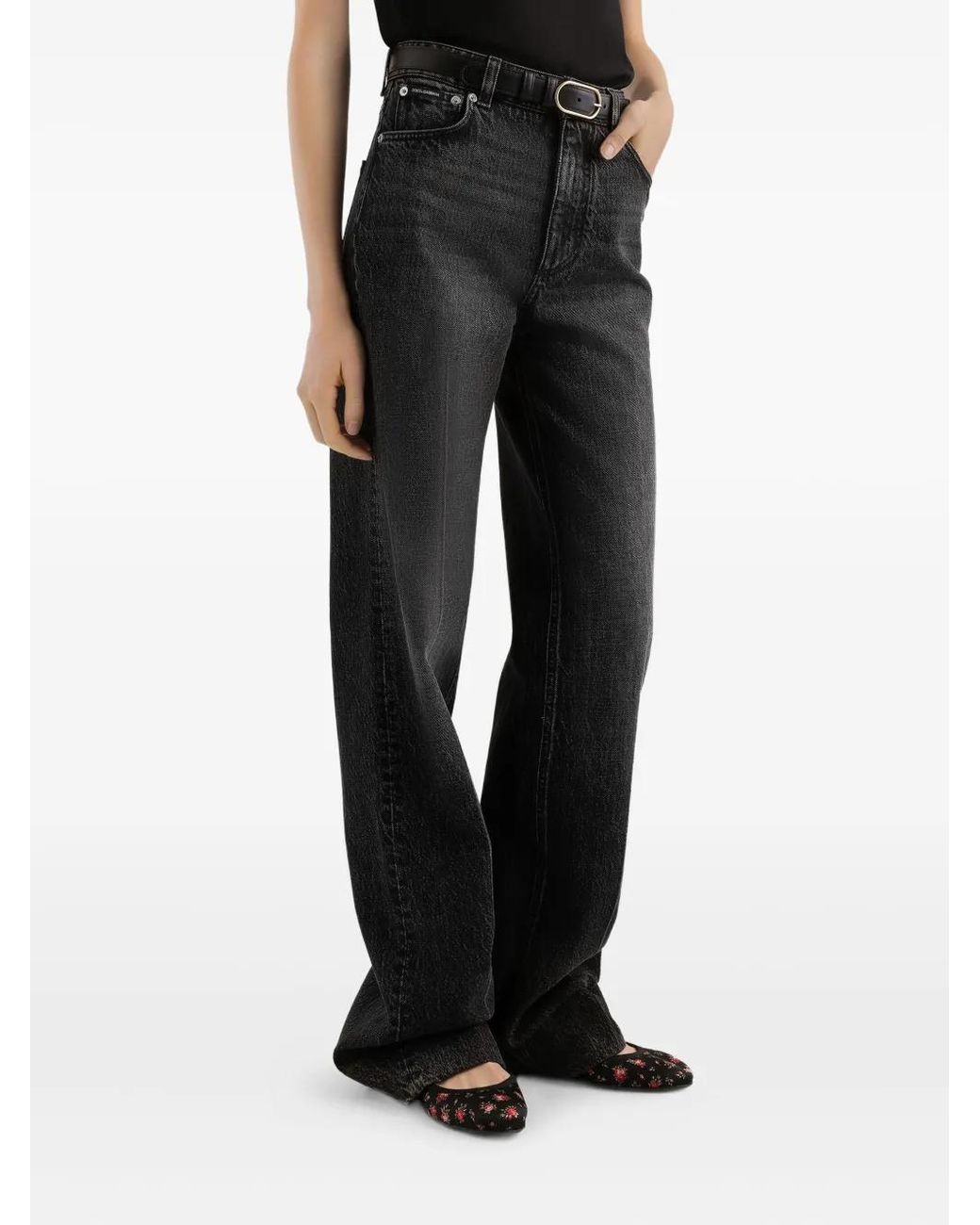 Dolce & Gabbana Black Logo-Plaque Jeans