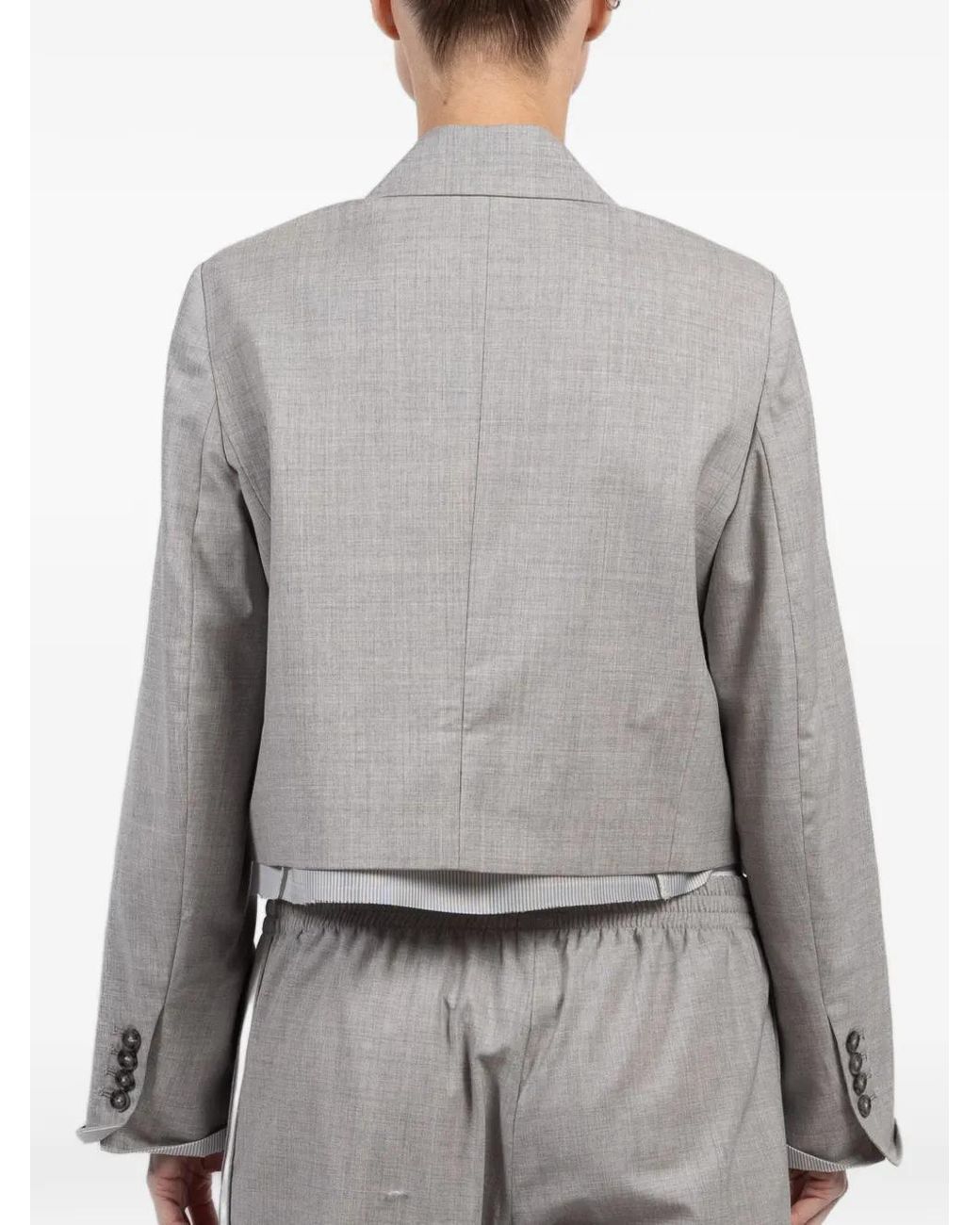 WE-AR4 Gray Cropped Single-Breasted Jacket