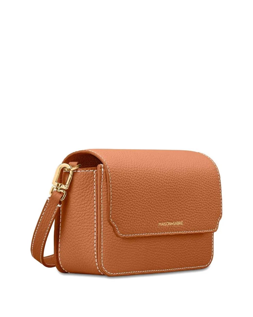 Maison De Sabre Brown Mini Leather Flap Cross Body Bag