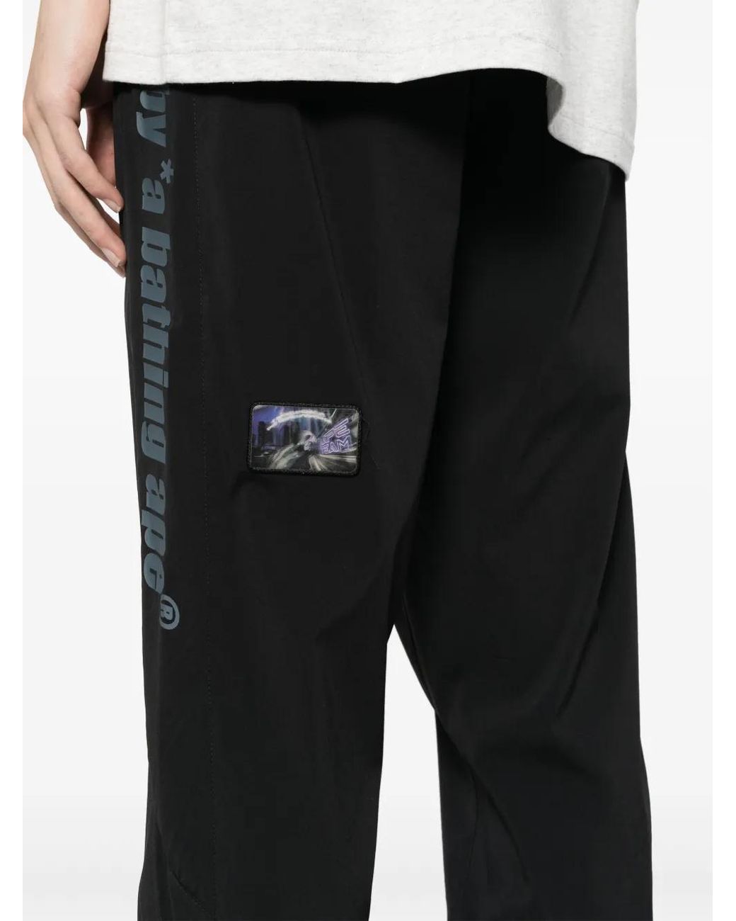 Aape By A Bathing Ape Black Logo-Print Elasticated-Waist Track Pants for men