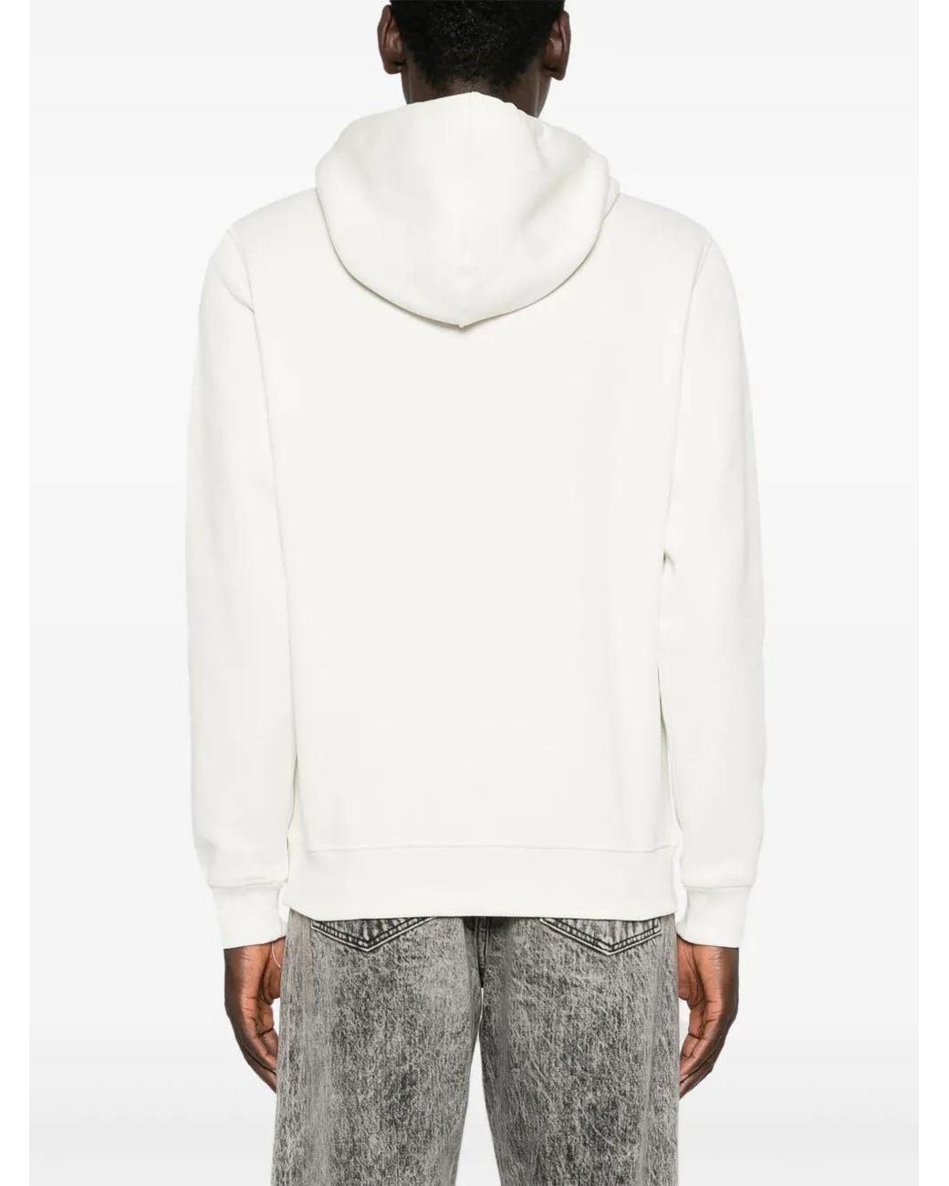 Calvin Klein White Logo-Embroidered Hoodie for men