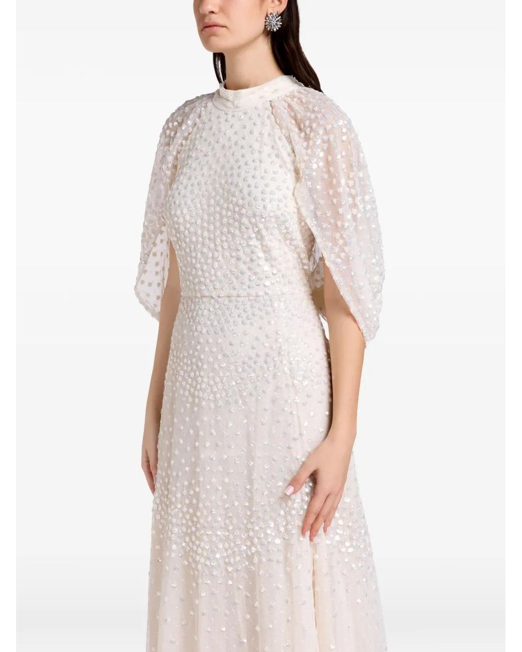 Needle & Thread White Beaded Maxi Dress