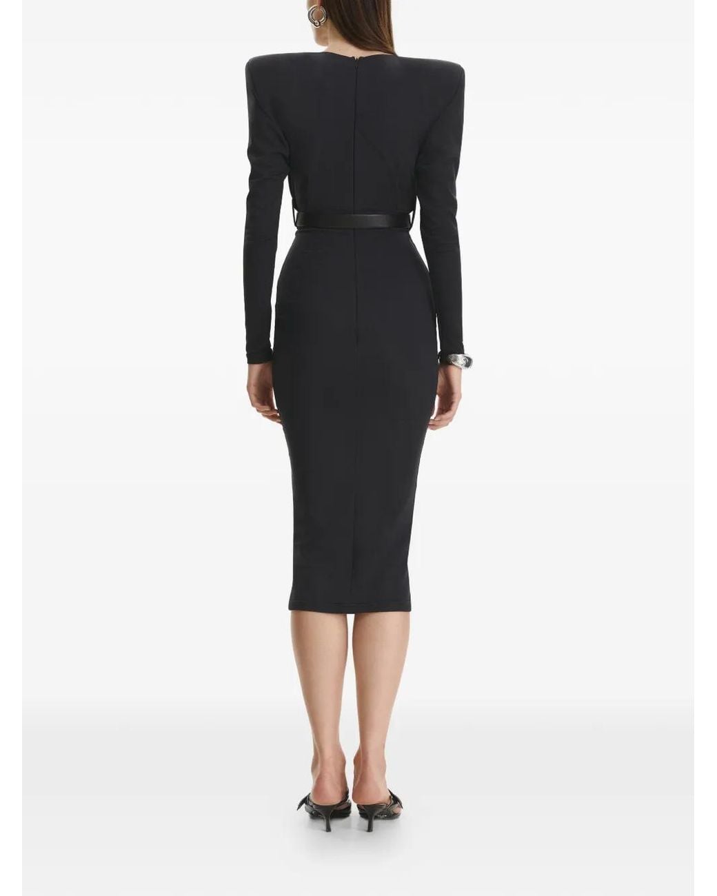 Vestiaire d'un Oiseau Libre Black V-Neck Belted Midi Dress