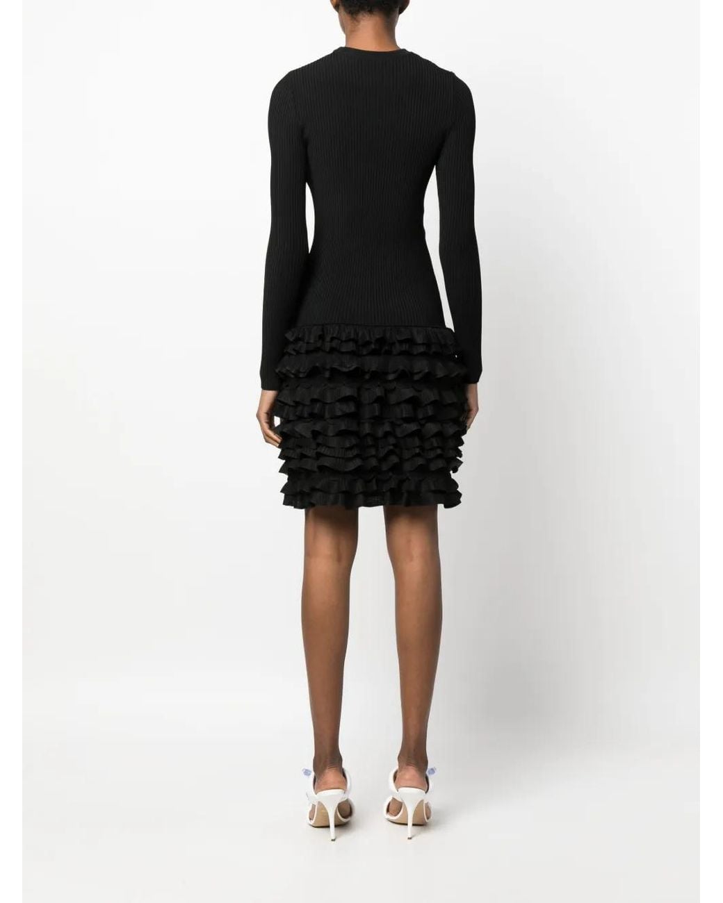 Moschino Black Long-Sleeve Drop-Waist Dress