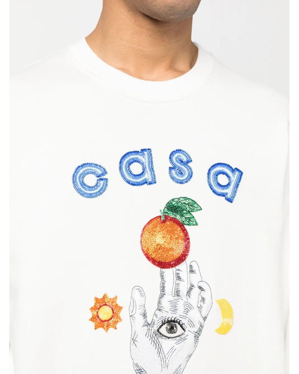Casablanca White Casa Talisman Crew Neck Sweatshirt for men