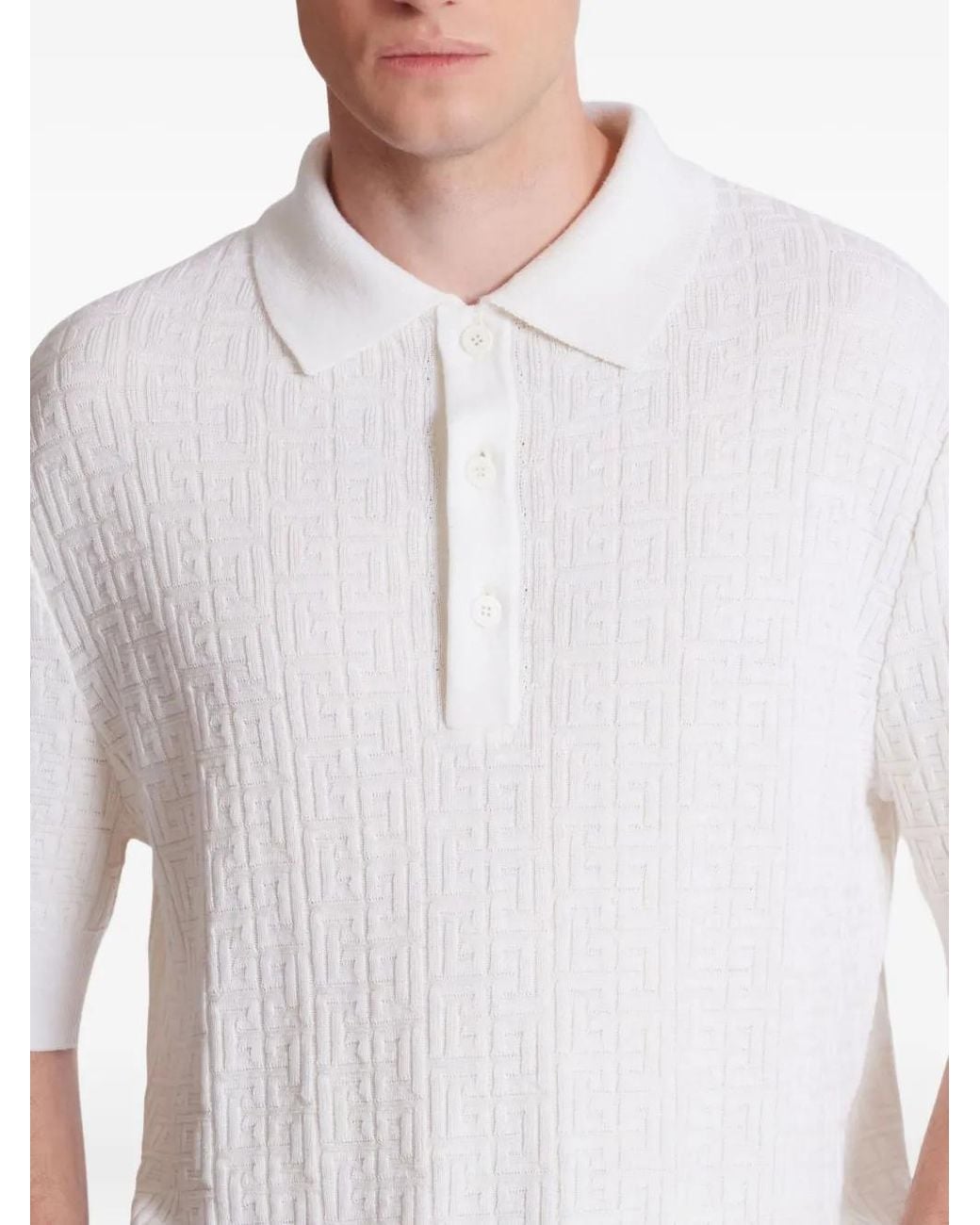Balmain White Pb-Monogram Polo Shirt for men